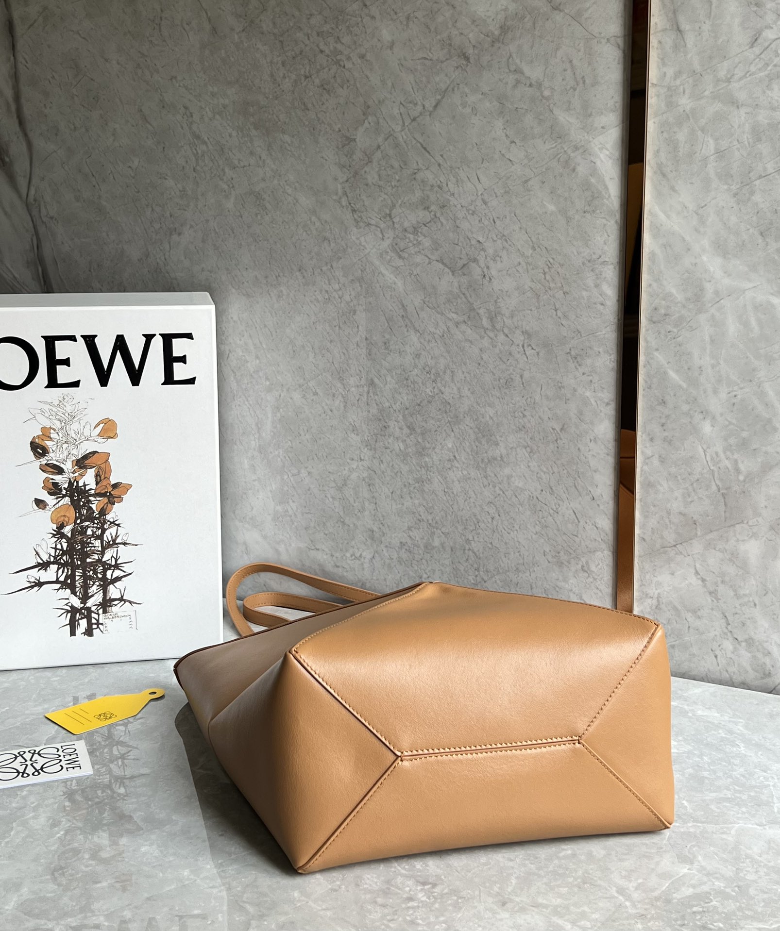 Loewe Medium Puzzle Fold Tote in Shiny Calfskin Warm Desert